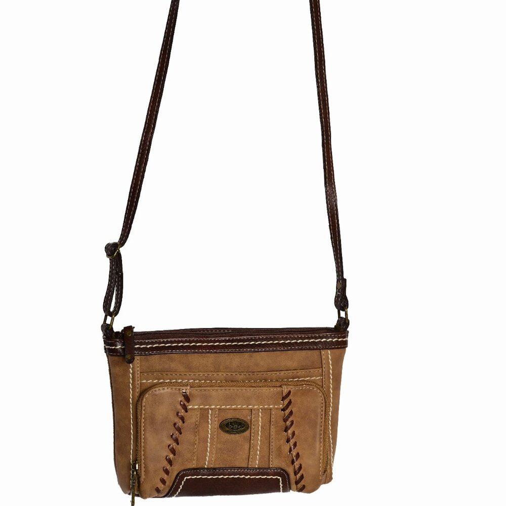 B.O.C. BORN CONCEPTS Brown Faux Leather Shoulder Bag /Cross-Body whip stitching - Picture 3 of 8